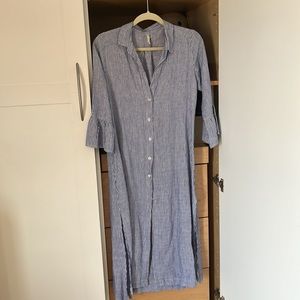 Touché chambray striped blue and white button down cover up dress size XS